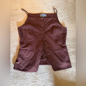 Anthropologie Sunday in Brooklyn Brown Button-Down Sleeveless Top
